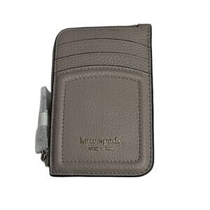 Kate Spade New York Knott Pebbled Leather Zip Card Holder Warm Taupe
